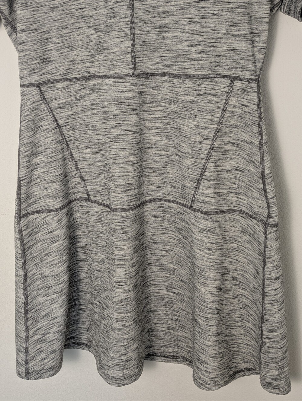 Athleta Large Gray Textured En Route Ponte Short Sleeve Fit & Flare Dress Casual - Picture 2 of 16